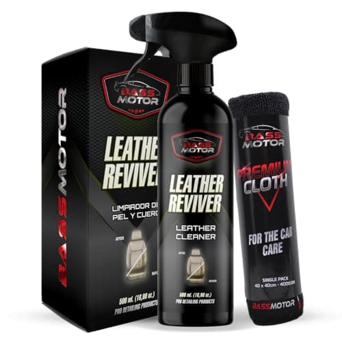 Image of BassMotor Leather, Skin, and Alcantara Cleaner for Car Cleans, Degreases, and Conditions Seats and Upholstery - Leather Reviver 500 ml + Premium Cloth
