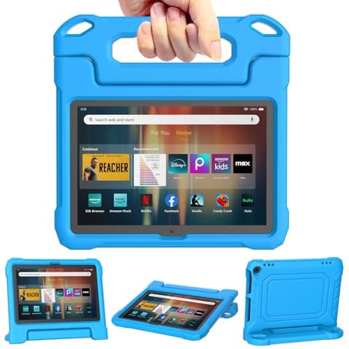 Image of Fire HD 8 Tablet Case Kids (12th/10th Gen, 2024/2022/2020) - TrendGate Lightweight Shockproof 8'' Cover with Kid-friendly Handle Stand for Kindle Fire HD 8/Plus/Kids/Pro Tablet, Not for iPad TCL, Blue