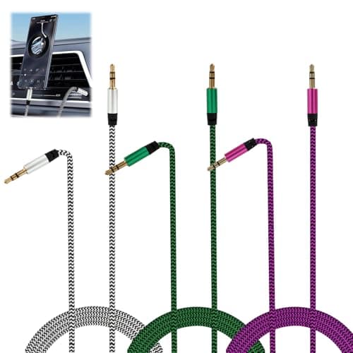 Image of 3pcs 3.5mm Auxiliary Cable, Aux Cable, 1m Male to Male Stereo Audio Jack Cable for Headphones, Car Audio, Mobile Phones, Laptops, Tablets, Speakers, TV, PC, Sound Bar, Braided Anti-Tangle Design