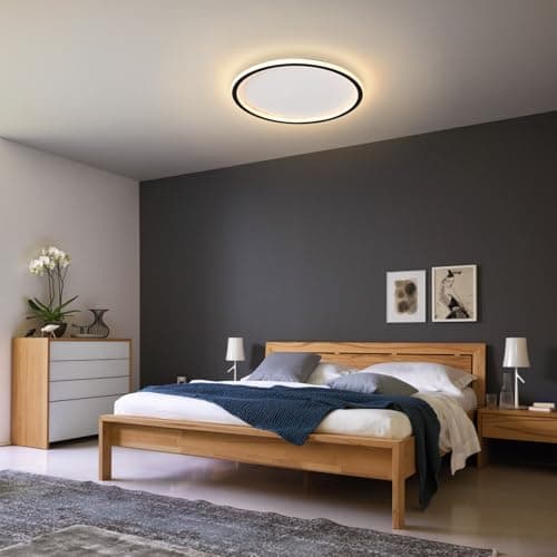 Image of Warmiehomy Modern Round LED Ceiling Lamp 45W 1800LM,40cm Dimmable Ceiling Light 3000K-6000K with Remote Control,Flush Mount Ceiling Lamp for Bedroom,Living Room(White)