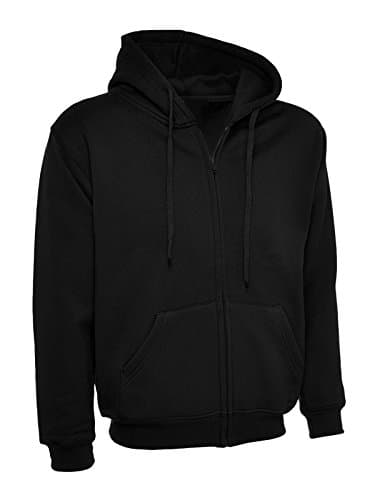 Image of Ladies Zip-Up Hoodie Size 10 to 28 Plus Loose Fit Plain Hooded Sweatshirt New (UK 26-28, Black)