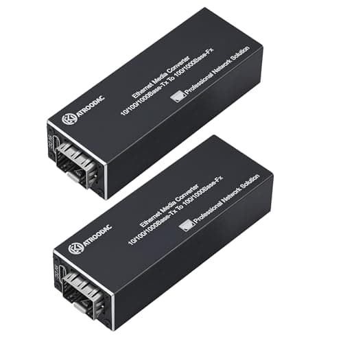 Image of Atroodac Mini A Pair of Gigabit Fiber Media Converter Plug and Play Fiber to Ethernet 10/100/1000Base-Tx RJ45 to 100/1000BASE-SX SFP Slot Compact Ethernet Converter Support POE Power