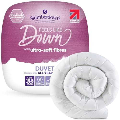 Image of Slumberdown Feels Like Down 3-in-1 King Size Duvet 13.5 Tog - 4.5 + 9 Tog Combi Quilt for All-Year Round Comfort | UK-Made, Ultra Soft, Non-Allergenic & Washable (225 x 200cm)