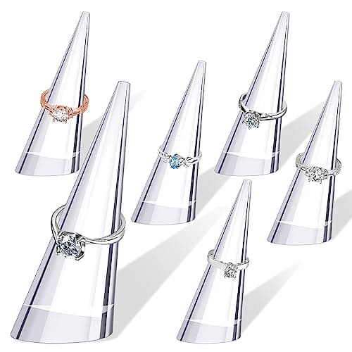Image of KALIONE 6Pcs Acrylic Ring Holder Ring Display, Transparent Jewelry Display Stand, Acrylic Ring Display Stand Set, Clear Finger Rings Show Stand Ring Display Showcase Display Stand for Jewelry