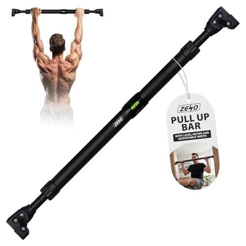 Image of ZENO Pull Up Bar | Pull Up Bar Doorway 72-102CM | Door Pull Up Bars for Push Ups, Chin Ups, Press Ups, Stretching | Heavy Duty & Adjustable | Easy To Install | Soft Comfortable Grip | Black