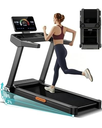 Image of CURSOR FITNESS Foldable Treadmill for Home with 20% Incline, 14KM/H Folding Treadmills with Handles, Portable Indoor Running Machine with 180KG Weight Capacity, Large Running Belt and LED Touch Screen