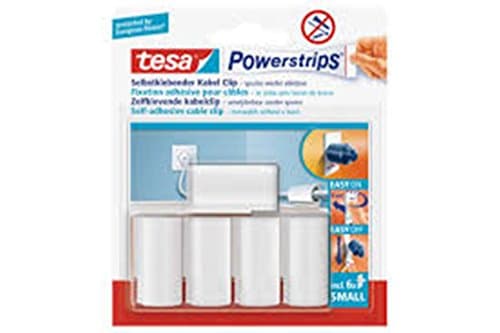 Image of tesa Powerstrips Cable Clip White (Pack of 5)
