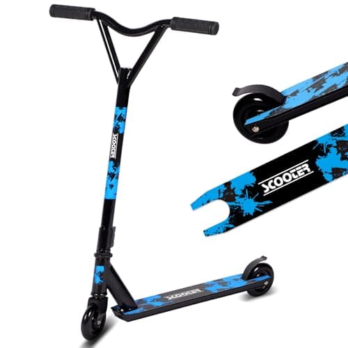 Image of Stunt Scooter, Street Trick Scooter with 100mm PU Wheels ABEC-5 Bearings, Beginner Level Kick Scooters for Kids Teens, Freestyle Stunt Scooters Ages 8 9 10 11 12+ (Blue Black)