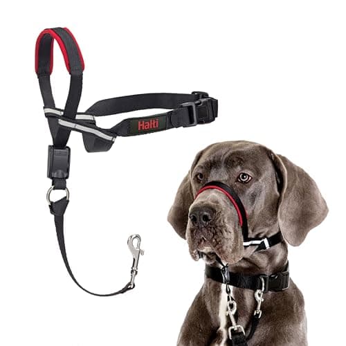 Image of HALTI Optifit Headcollar Size Large, Dog Head Harness to Stop Pulling on the Lead, Easy to Use, Adjustable & Reflective Head Collar for Dogs, Professional Anti-Pull Training Aid, Black