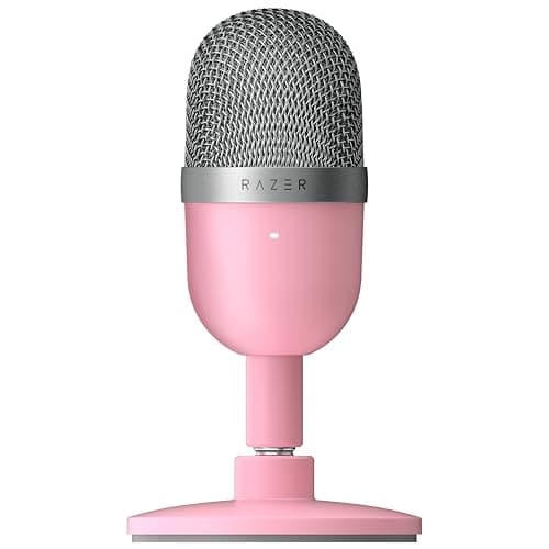 Image of Razer Seiren Mini - USB Condenser Microphone for Streaming (Compact with Supercardioid Polar Pattern, Tiltable Stand, Integrated Shock Absorber) Quartz Pink