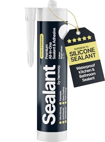 Image of Bright White Kitchen & Bathroom Sealant & Adhesive Hybrid Polymer | Superior to Bathroom Silicone Sealant | Waterproof, Odourless, Anti-Mould | Ideal For Kitchen & Around Bath & Shower - 300 ml 1 Pack