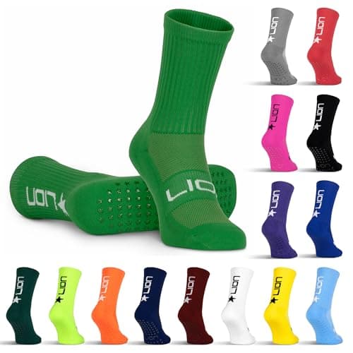 Image of LION SPORTSWEAR Football Grip Socks For Men/Women/Kids - Variety Of Colours To Match Your Team Kit & Sleeve Socks (UK, Alpha, L, Green)