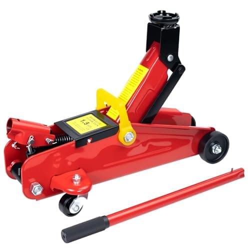 Image of HYCHIKA Steel Racing Trolley Jack, Car Jack with Hydraulic Piston Quick Lift Pump, 1.5 Ton Capacity, Lifting Range 5.3-11.6 inch