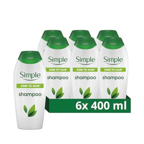 Image of Simple Kind to Hair Gentle Cleansing Shampoo with vitamin B5, chamomile oil, and glycerin hair care for healthy, shiny hair 6x 400 ml