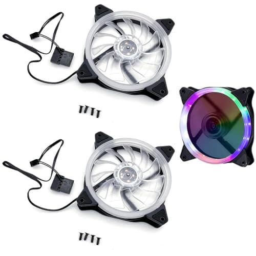 Image of JZK 2x DC 12V RGB LED Low Noise PC case cooling fan 12cm, 12025 DC brushless cooling fan 120mm with hydraulic bearing for gaming PC case, 120mm silent RGB computer case fan