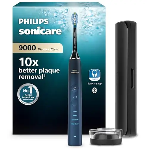 Image of Philips Sonicare DiamondClean 9000 Series Power Electric Toothbrush Special Edition - Sonic Brush, Dark Blue, 1 X C3 Premium Plaque Control Brush Head (Model HX9911/88)