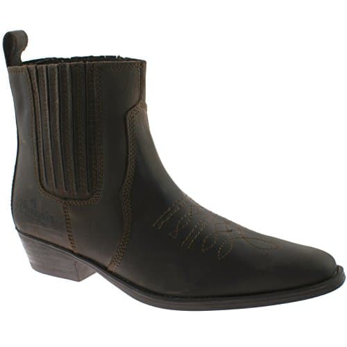 Image of Wrangler Mens Leather Cowboy Boots Size UK 7-12 TEX MID Dark Brown WM122981K-UK 7 (EU 41)