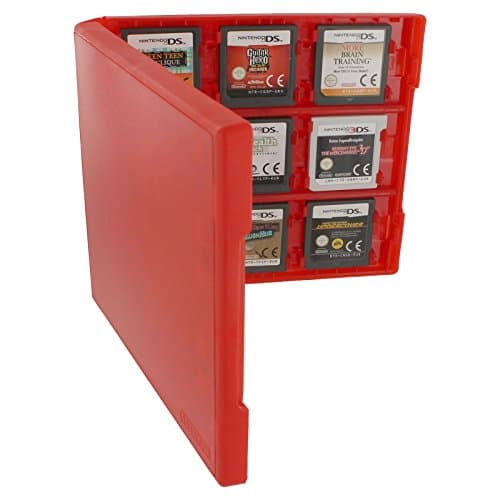 Image of Assecure game card case for Nintendo 3DS, ??new ??- 3DS XL, 2DS & DS – 18 in 1 game cartridge folio style plastic storage case travel box – Red