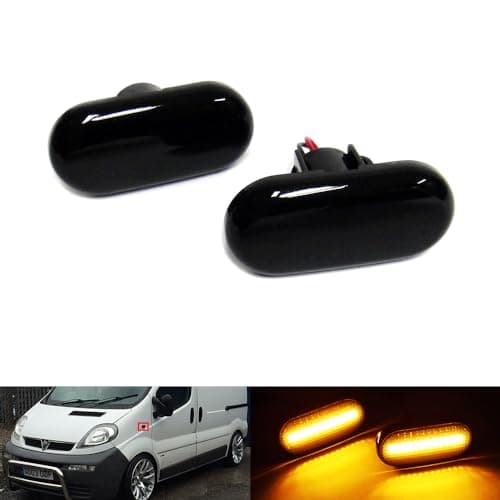 Image of RZG 2x Black Smoked Lens Side Indicator Amber LED Marker Repeater Light For Vivaro A Movano A Primastar Interstar Duster Dokker Logan