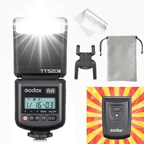 Image of Godox TT520III TT520 III Camera Flash Speedlite, Upgrade of GODOX TT520II TT520 II, GN33 8 Power Levels, S1/S2 Mode,1.8S Recycle, for Cameras with Center-Pin Standard Hotshoe