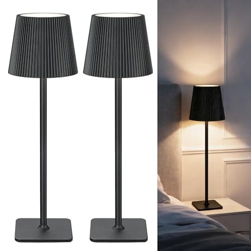 Image of LuminexDesigns Rechargeable Table Lamp Set of 2 LED Cordless Lamps – 5200mAh Battery, Stepless Dimming, 3 Colour Temperatures, IP54 Water-Resistant, for Indoor & Outdoor Use – Black