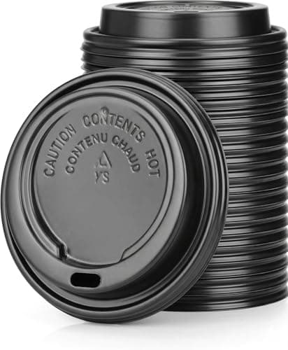 Image of Signature Packaging Ripple Coffee Cup Lids, Quick Snap for Hot Takeaway Drinks, Universal Fit for Single & Double Wall Paper Cups, Disposable for Catering & Home Use - 8oz, Pack of 100 - Black