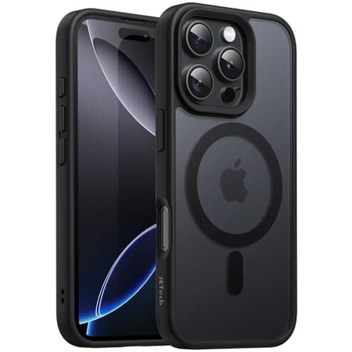 Image of JETech Magnetic Case for iPhone 16 Pro 6.3-Inch Compatible with MagSafe, Translucent Matte Back Slim Shockproof Phone Cover (Black)