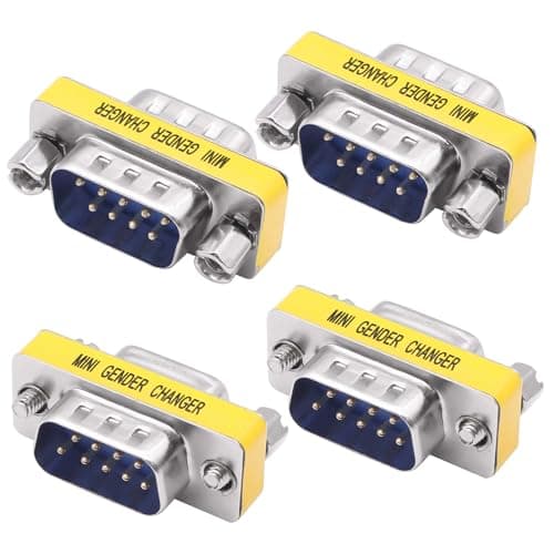 Image of YARCHONN DB9 Gender Changer Solderless Connector Male to Male Adapter Mini RS232 Serial Gender Changer D-SUB 9 Pin Coupler for Serial Cable -4pcs (Male to Male)