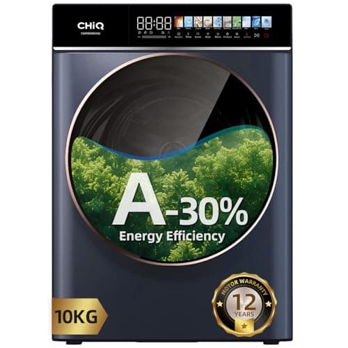 Image of CHiQ CW106581AXU Washing Machine, 10kg, 1400rpm, BLDC Inverter Motor, 12 Washing Cycles, Steam Care, LED Touchscreen, Grey