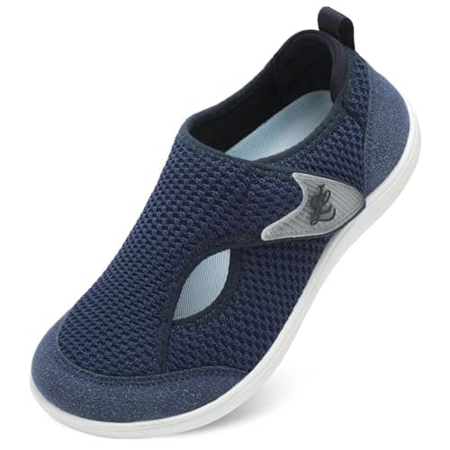Image of JOINFREE Women’s Wide Fit Barefoot Walking Shoes – Zero Drop Comfort Trainers with Adjustable Strap, Breathable Non-Slip Casual Shoes for Swollen or Sensitive Feet Navy 8 UK