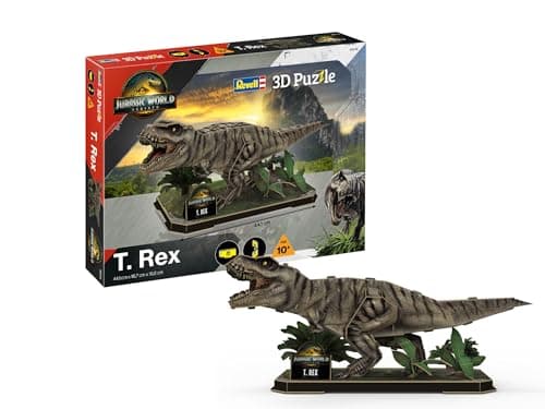 Image of Revell 3D Puzzle 00246 Jurassic World Rebirth: T Rex, 45 Pieces, Highly Detailed, With Diorama Base, Officially Licensed, Fun & Easy To Build, 44cm in Length