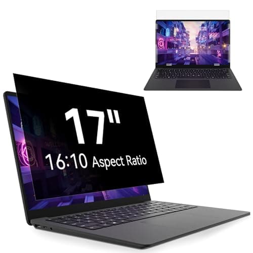 Image of Laptop Privacy Screen 17 Inch Compatible With Lenovo Hp Dell Acer Asus Thinkpad Envy Xps, 16:10 Aspect Removable Anti Glare Blue Light Filter Protector, 17in Computer Monitor Privacy Shield