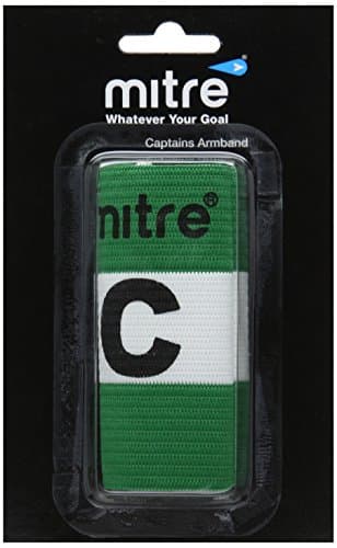 Image of Mitre Captain's Armband | Elastic Arm Band | Suitable for Football, Rugby, Netball, Hockey, Green/White, L