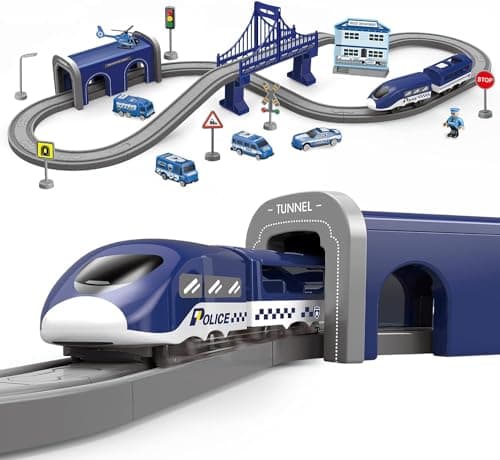 Image of XIAPIA Electric Train Sets Toys for 3 Year Old Boys Girls, Train Track with Truck Car for Kids Boys Girls Age 3 Years Up, 66 Pcs Electric Track Accessories Car Set Christmas Xmas New Year Gifts