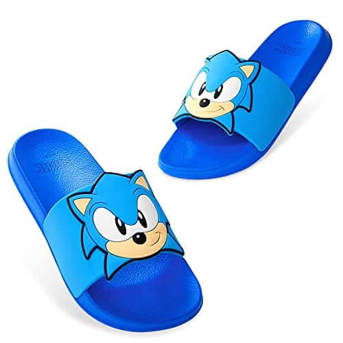 Image of Sonic The Hedgehog Sliders for Boys Non Slip Shower Beach Pool Shoes for Holiday Travel Gamer Summer Slippers (Blue, 12.5 UK)