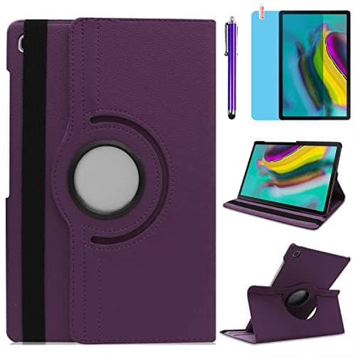 Image of Case for Samsung Galaxy Tab S5e 2019 10.5 inch (SM-T720 SM-T725 SM-T727) - 360 Degree Rotating Stand Case Full Protective Smart Cover,Bonus Stylus Pen,Screen Film (Purple)