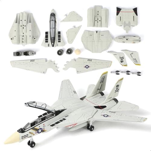 Image of SEBUNAS 1:72 Scale F-14 Tomcat Fighter Jet Quick Build Model Kit Plastic Millitary F14 Toy Airplane Assembly Aircraft Model with Stand Gift for Kids (36PCS)