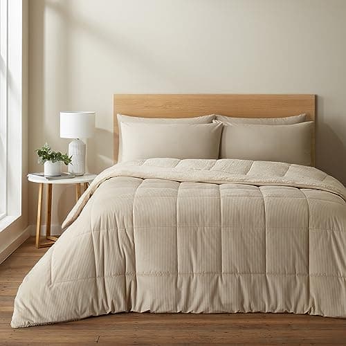 Image of Catherine Lansfield Cosy Cord 6.5 Tog Coverless Comforter Duvet Natural