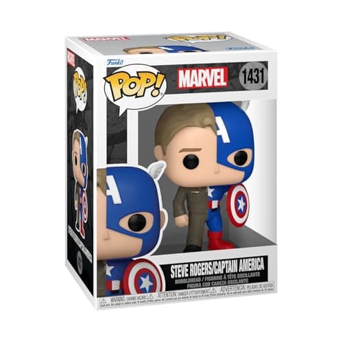 Image of Funko Pop! Marvel: Split - Captain America A/Steve R - Marvel Comics - Collectable Vinyl Figure - Gift Idea - Official Merchandise - Toys for Kids & Adults - Comic Books Fans