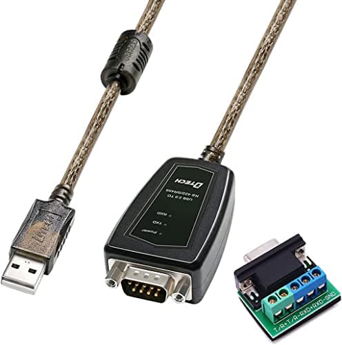 Image of DTECH USB to RS485 or RS422 Serial Communication Port Converter Adapter Cable with CP2102 Chip Terminal Board LED Lights Ferrite Core for Windows 11 10 8 7 XP Mac (0.5m)