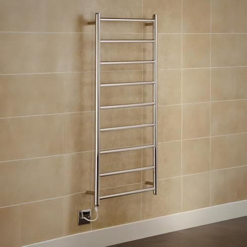 Image of Manissa Selby Electric Stainless Steel Towel Rail 500x1200mm Towel Warmer Mirror Polished Finish