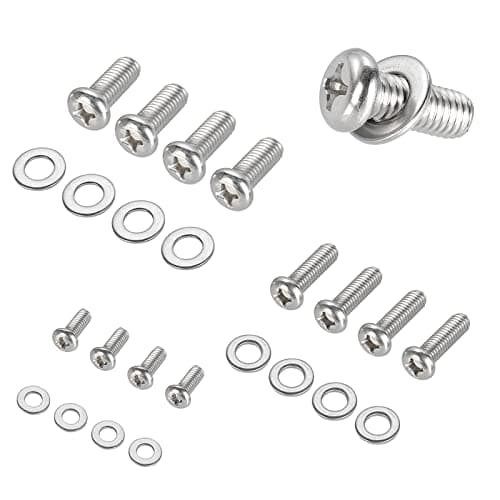 Image of FandWay 24 Pack Universal TV Mounting Hardware Kit,M4 M6 M8 TV Bracket Screws,304 Stainless Steel Vesa Screws,PC Bracket Bolts Fixing Set,Monitor Wall Mount Screw with Washers For Samsung LG.