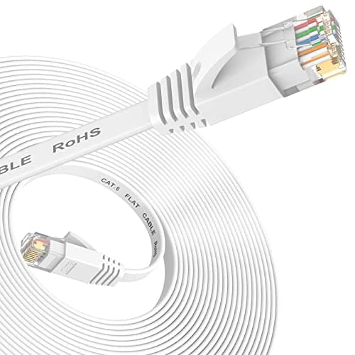 Image of Ethernet Cable 2 m, Cat 6 high speed Lan Cable Flat Patch Network Cord faster than Cat5e/Cat5, Internet cable with RJ45 Connector, Compatible with Router, Modenm, Laptop ,Smart TV, ideal for Gaming