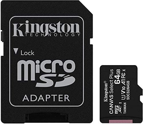 Image of Kingston 64GB Canvas Select UHS-I U1 80MB/s microSDXC Memory Card with Adapter