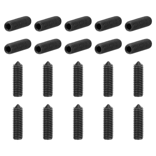 Image of sourcing map 40Pcs Set Screws M3x10mm Carbon Steel Cone Point Hex Socket Grub Screws for Machinery, Home Repairs, and Fixtures Black
