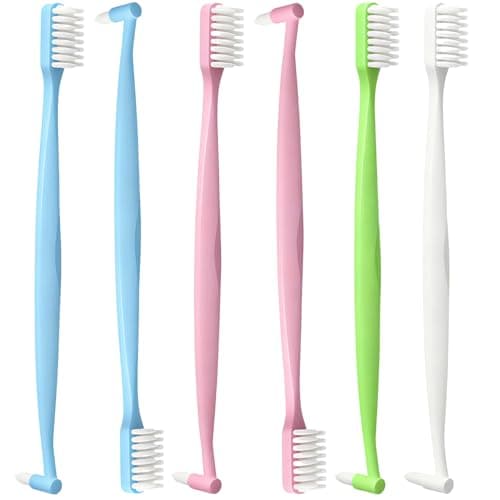 Image of 6-Pack Double-Ended Orthodontic Toothbrushes with V-Trim Bristles for Braces & Teeth Cleaning, Soft Bristles for Sensitive Gums, Includes Blue, Green, Pink,White