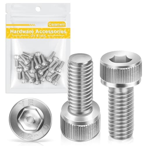 Image of Caianwin M6 Screws 20 Pcs, DIN 912 Stainless(A2 V2A)M6 X 12 Allen Socket Head Cap Screws/Bolt, Fully Threaded Hex Head Bolts for M6 Washer & Nuts