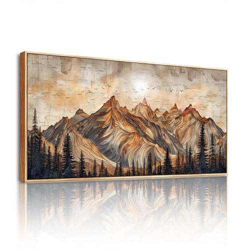 Image of SERIMINO Canvas Wall Art Large, Modern Natural Landscape Pictures, Framed Vintage Painting, Mountain Forest Wall Decorations for Bedroom Living Room Garden Hallway Office Gallery 29"x57"