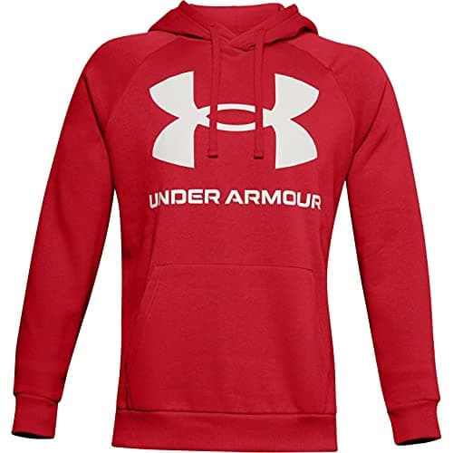Image of Under Armour Mens Rival Fleece Big Logo Hoodie, Versa Red (608)/Onyx White, Medium