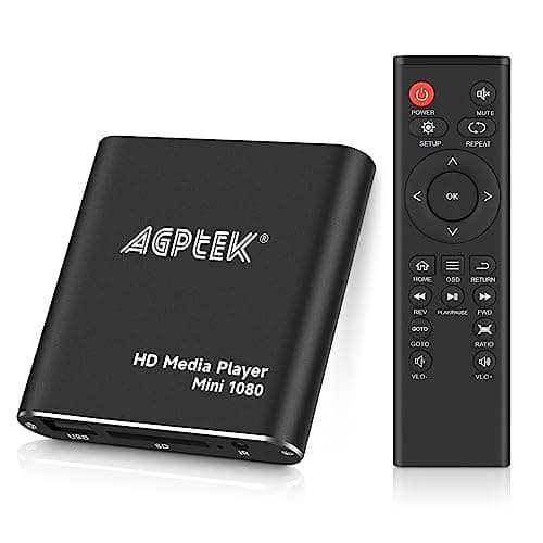 Image of HD Media Player, AGPTEK Mini 1080p Full-HD Ultra HDMI Digital Media Player with Remote Control for -MKV/RM- HDD USB Drives and SD Cards (Black)